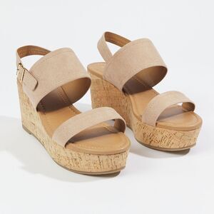 X-APPEAL 2-STRAP ADJUSTABLE BUCKLE ANKLE STRAP OPEN TOE WOMEN"S WEDGE SANDAL